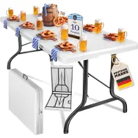 Kesser Inklapbare Tafel 220x68x74cm Vouwtafel - Campingtafel Kunststof - Klaptafel Geschikt voor 10 Personen voor Tuin, Terras en Balkon inclusief Draaggreep - Wit