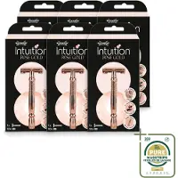 Wilkinson 6 x Sword Intuition veiligheidsscheermes in rosé goud, met 10 reservemesjes - voorraadverpakking - 6 stuks