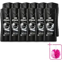 Axe 12 x XL - 3-in-1 Douchegel - Black - Frozen Pear & Cedarwoord - 12hrs Long Lasting Scent - 400 ml - Bulkverpakking - Douchegel - Douchemop - Lichaam