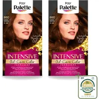 Palette 2 x Poly - Haarverf - Goud Bruin 660 - 115ml - Wasstrips - Haarverf - Goudbruin - Arganolie - Glans - Haarkleur