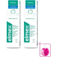 Elmex 2 x - Tandpasta - Sensitive Whitening - Triple Protection - 75 ml - Bulkverpakking - Gevoelige tanden - Douchemop - Tandpasta