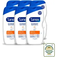 Sanex 6 x - Douchegel - Expert Skin Health Sensitive - Voor Gevoelige Huid - 400 ml - Wasstrips - Gevoelige Huid - Douchegel - Huidverzorging - Milde Reiniging - Hydratatie