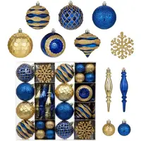 Famanu - kerstballen ornamenten set - perfect voor kerstboomdecoraties - onbreekbaar en glinsterend - blauw 50 stuks