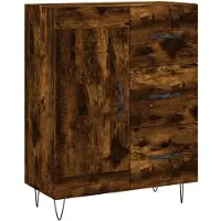 vidaXL Hoge kast 69,5x34x180 cm bewerkt hout gerookt eikenkleurig