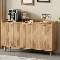 MODFU Dressoir, 140 x 40 x 84 cm, Bijzetkast met 4 deuren, Opbergkast met ruime opbergruimte, Kast voor de woonkamer, Natuurlijk design
