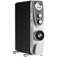 Heinner Oliegevulde Radiator 2500 W – Met Ventilator – Turbo – 3 Standen – 13 Ribben – Oververhittingsbeveiliging – Omvalbeveiliging – Wit/Zwart