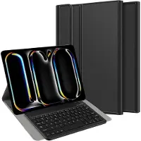 Just in Case tablet Hoes met Toetsenbord geschikt voor iPad Pro 13 (2025 / 2024) M5 / M4 - QWERTY Spanish Bluetooth Keyboard Case - Zwart