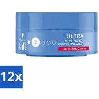Taft 12 x - Ultra 2 - Styling Wax - Flexibele textuur - 75 ml - Haarwax - Stylingwax - Ultra Wax - Flexibele Hold - Glanzende Finish