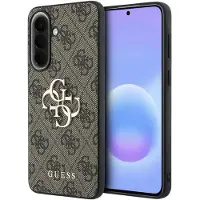 GUESS Hoesje geschikt voor Samsung Galaxy A37 - PU Leren Backcover - 4G Print & Metalen Logo - Bruin