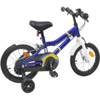 vidaXL Kinderfiets, 14 inch, geschikt voor kinderen van 3-5 jaar, blauw en wit