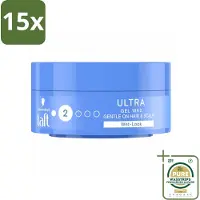 Taft 15 x - Ultra 2 - Gel Wax - Wetlook - 75 ml - Grootverpakking - Haar Wax - Gel Wax - Wetlook - Haartypen - Haartypen Styling