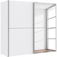 Home24 ULOS Kledingkast met 2 schuifdeuren + spiegel - Mat wit - L 170.3 x D 61.2 x H 190.5 cm