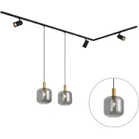 QAZQA Modern railsysteem zwart met 2 hanglampen en 3 spots 1-fase - Iconic Zuzanna Jeana Luxe