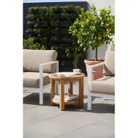 Teakea ronde tuin salontafel massief teak Ø60 cm met onderblad voor buiten