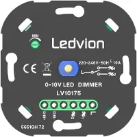 LEDVION - 0-10V LED Dimmer - Compacte Inbouw - Flikkervrij - Wisselschakeling - 230-240V - Universeel