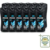 Axe 12 x - 3-in-1 Douchegel - Apollo - Sage & Cedarwoord - All Day Fresh - 400 ml - Wasstrips - Douchegel - Lichaam - Gezicht - Haar - Salie