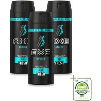 Axe 3 x - Deodorant Bodyspray - 48hrs Non Stop Fresh - Apollo - 150 ml - Grootverpakking - Vaatwasstrips - Deodorant Sprayer - Frisse Geur - Lichaamsgeur Bescherming - Zelfvertrouwen - Energie