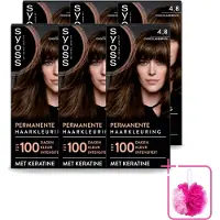 Syoss 6 x Permanent Coloration 4-8 - Haarverf - Chocolade Bruin - Bulkverpakking - Haarkleur - Douchemop - Chocoladebruin