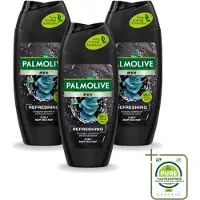 Palmolive 3 x Men - 3in1 Douchegel - Refreshing - Fris & Verzorgend - 250 ml - Grootverpakking - Vaatwasstrips - Douchegel Voor Mannen - Frisheid - Verzorging - Verfrissende Geur - Citrusolie