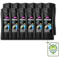 Axe 12 x XL - 3-in-1 Douchegel - Alaska - Ocean Air & Bergamot - 12hrs Long Lasting Scent - 400 ml - Grootverpakking - Vaatwasstrips - Douchegel - Oceaanlucht - Bergamot - Frisheid - 3-in-1