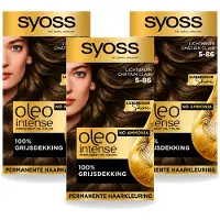 Syoss 3 x - Oleo Intense 5-86 - Haarverf - Permanente Haarkleuring - Lichtbruin - Langdurige Kleur - Voordeelverpakking - 3 stuks