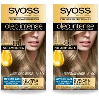 Syoss 2 x - Oleo Intense 8-50 - Haarverf - Permanente Haarkleuring - Natuurlijk Asblond - Langdurige Kleur - Voordeelverpakking - 2 stuks