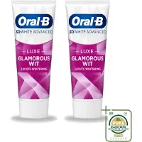 Oral-B 2 x - 3D White Advanced – Tandpasta – Luxe – Glamorous White – 75 ml - Wasstrips - Tandpasta - Witte Tanden - Geavanceerde Whitening - Fluoride - Anti-vlekken