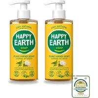 Happy Earth 2 x – Handzeep – 100% Natuurlijk Jasmine Ho Wood – 300 ml - Wasstrips - Natuurlijke Handzeep - Vegan Handzeep - Jasmijn Handzeep - Ho Wood Handzeep - Antibacteriële Handzeep