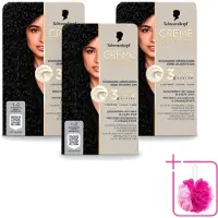 Schwarzkopf 3 x - Haarkleuring - Creme Supreme 1-0 - Natuurlijk Zwart - 245g - Bulkverpakking - Natuurlijk zwart haar - Douchemop - Permanente haarkleur