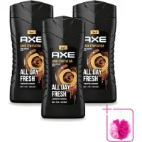 Axe 3 x - 3-in-1 Douchegel - Dark Temptation - Dark Chocolate - 12hrs Long Lasting Scent - 250 ml - Bulkverpakking - Douchegel - Douchemop - Geur