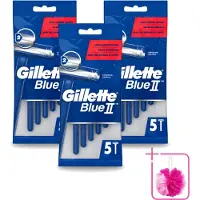 Gillette 3 x - Blue II - Wegwerpscheermesjes - Precisie & Comfort - 5 Scheermesjes - Bulkverpakking - Scheermesje - Douchemop - Wegwerpscheermesje