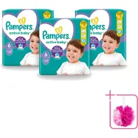 Pampers 3 x – Luiers – Active Baby Maat 6 – 32 Luiers - Bulkverpakking - Baby luiers - Douchemop - Bescherming tegen doorlekken