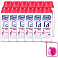 Fa 12 x - Douchegel - Winter Flamingo On Ice - Verfrissend & Koel - Hydraterend - 250 ml - Bulkverpakking - Douchegel winter - Douchemop - Frisse douchegel