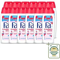 Fa 12 x - Douchegel - Winter Flamingo On Ice - Verfrissend & Koel - Hydraterend - 250 ml - Wasstrips - Douchegel - Winterflamingo - Fris - Koel - Hydraterend