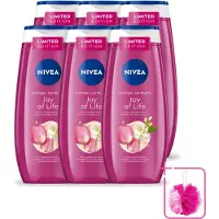 Nivea 6 x - Douchegel - Joy of Life - Verfrissend Effect - 250 ml - Bulkverpakking - Douchegel - Douchemop - Frisse geur