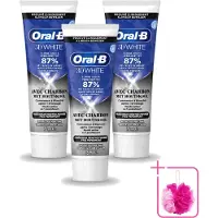 Oral-B 3 x - 3D White Houtskool - Tandpasta - Whitening & Diepreinigend - 75 ml - Bulkverpakking - Witte tanden - Douchemop - Tandpasta whitening