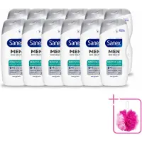 Sanex 12 x – Douchegel – Men Sensitive – 400 ml - Bulkverpakking - Gevoelige mannenhuid - Douchemop - Douchegel