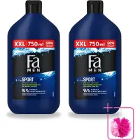 Fa 2 x Men - Sport - Douchegel - Groene Citrus - 750 ml - Bulkverpakking - Douchegel voor mannen - Douchemop - Sport douchegel