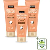 Sence 3 x - Coconut - Douchecrème - Verzorgend - 200 ml - Grootverpakking - Vaatwasstrips - Douchecrème Kokos - Kokos Geur - Huid Verzorging - Droge Huid - Gevoelige Huid