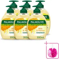Palmolive 6 x Pamlolive Naturals - Handzeep - Melk & Honing - 300 ml - Bulkverpakking - Handzeep melk honing - Douchemop - Handverzorging