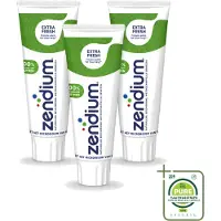 Zendium 3 x - Extra Fresh - Tandpasta - Natuurlijke Enzymen - 75 ml - Grootverpakking - Vaatwasstrips - Tandpasta - Enzymen - Natuurlijke Tandpasta - Mondverzorging - Frisse Adem