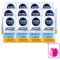 Nivea 12 x MEN - Active Energy - Wake-up Gezichtsgel met Cafeïne - 50 ml - Bulkverpakking - Cafeïne - Douchemop - Energie