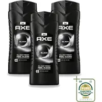 Axe 3 x XL - 3-in-1 Douchegel - Black - Frozen Pear & Cedarwoord - 12hrs Long Lasting Scent - 400 ml - Wasstrips - Douchegel - Lichaam - Gezicht - Haar - Frisheid