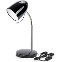 Aigostar bureaulamp voor kinderen, retro design, tafellamp met kabel, zonder lamp, geschikt voor E27 lampen (max. 11W), bureaulamp met flexibele metalen arm, nachtlamp, zwart
