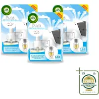 Air Wick 3 x Elektrische Geurverspreider - Starterkit - Pure Zachtheid van Katoen - 19ml - Wasstrips - Geurverspreider - Katoengeur - Frisse Geur - Elektrische Geurverspreider - Langdurige Geur