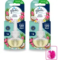 Glade 2 x - Navulling Elektrische Olie - Exotic Tropical Blossoms - Zonder Houder - Bulkverpakking - Tropische geur - Douchemop - Monoi olie
