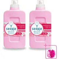 Seepje 2 x - Wasverzachter - Geurige Verzorging - Pioenroos en Cederhout - 30 Wasbeurten - 750 ml - Bulkverpakking - Wasverzachter - Douchemop - Natuurlijke wasverzachter