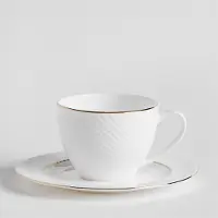 HOME&YOU Eleni Porseleinen Kop & Schotel Set 220ml - Elegant Wit met Gouden Rand