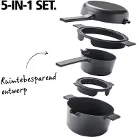 Brabantia Compact Stapelbare 5-delige Pannenset Camping - Kookpannenset 5-delig - PFAS-vrij - Geschikt voor inductie - Zwart