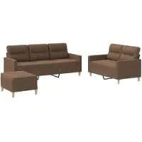 vidaXL 4-delige Loungeset met kussens stof bruin